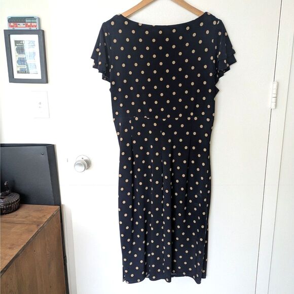 Lauren by Ralph Lauren Polka Dot Midi Wrap Dress w/ Flutter Sleeves Sz 16 - Picture 3 of 9